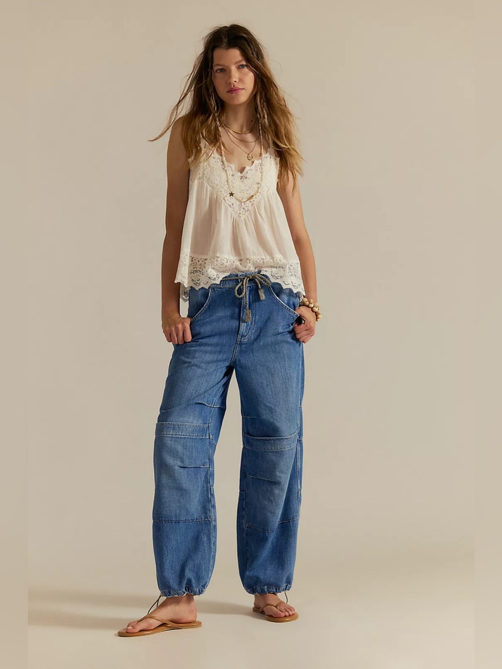 Free People We The Free Logan Cinched Cargo Jeans (no size tag) Fits Medium